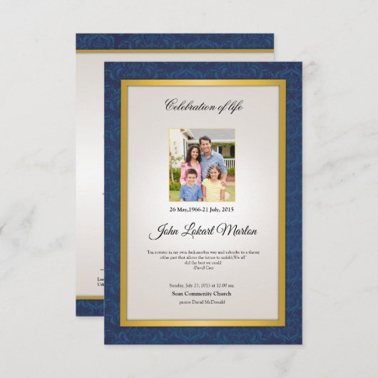 Vorlage für das Gedenkfräbnis (Vorne/Hinten)