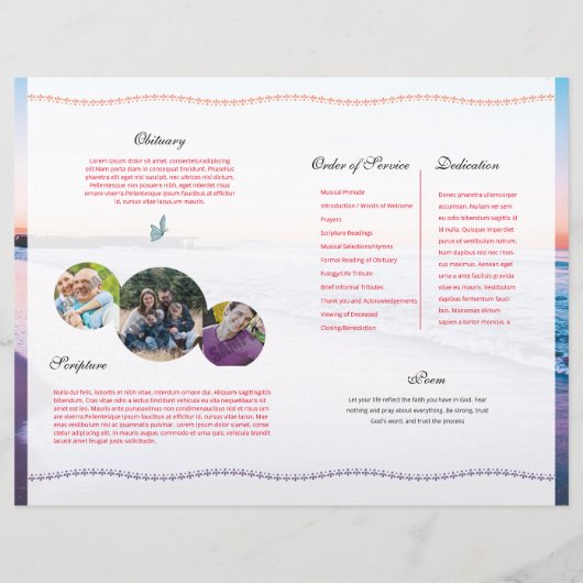 Vorlage für das gedruckte Beerdigungsprogramm (Rückseite)