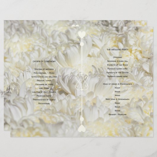 Vorlage für das geklappte Hochzeitsprogramm für we (Vorne/Hinten)