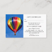 Vorlage für das Geschenkgutachten für Heißluftball Rabattkarte (Rückseite)