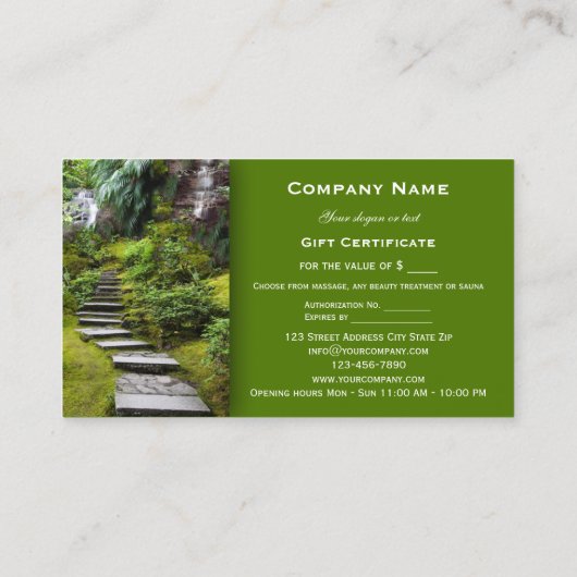 Vorlage für das Geschenkgutachten für Wellness-Cen Rabattkarte (Rückseite)