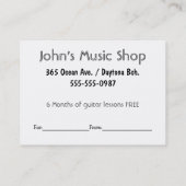 Vorlage für das Geschenkgutachten Rabattkarte (Rückseite)