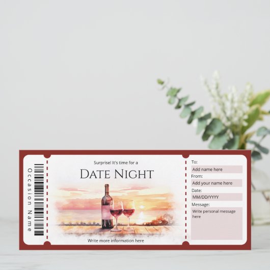 Vorlage für das Geschenkticket für Übernachtungsda (Stehend Vorderseite)