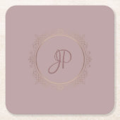 Vorlage für das Gold Monogram für benutzerdefinier Rechteckiger Pappuntersetzer (Vorderseite)