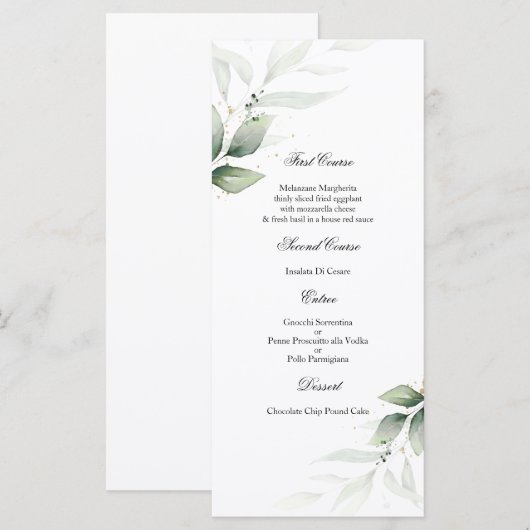 Vorlage für das Greenery Eucalyptus Wedding Menu (Vorne/Hinten)