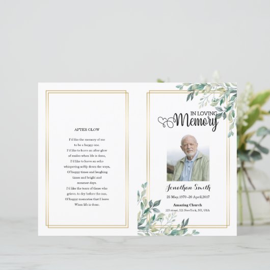 Vorlage für das Grüne Blatt-Beerdigungsprogramm (Stehend Vorderseite)