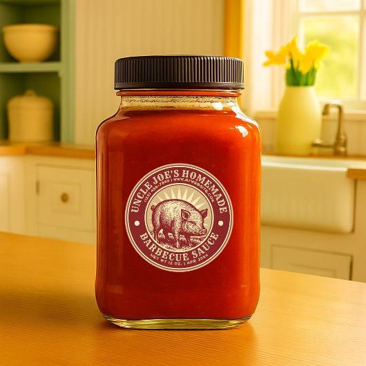 Vorlage für das hausgemachte Barbecue Sauce Hog Runder Aufkleber