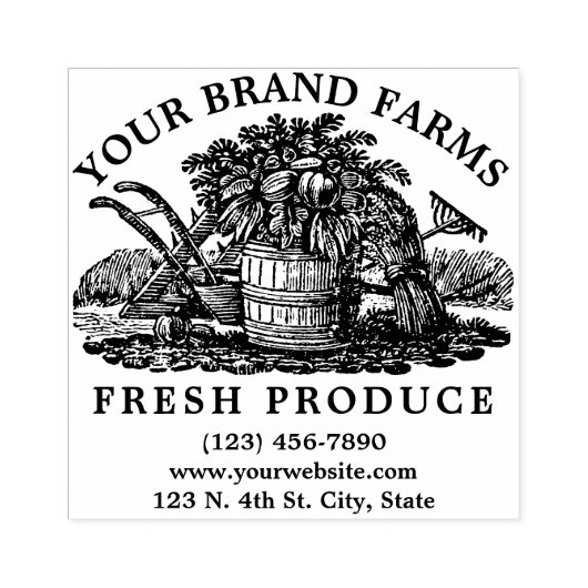 Vorlage für das hausgemachte Etikett "Frische Erze Gummistempel (Prägung)