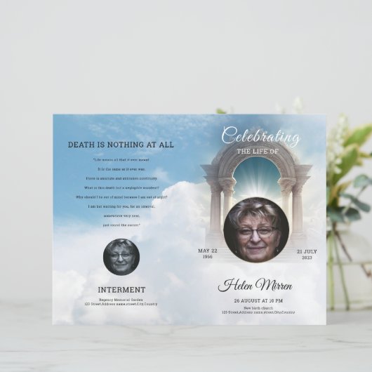 Vorlage für das himmlische Beerdigungsprogramm (Stehend Vorderseite)