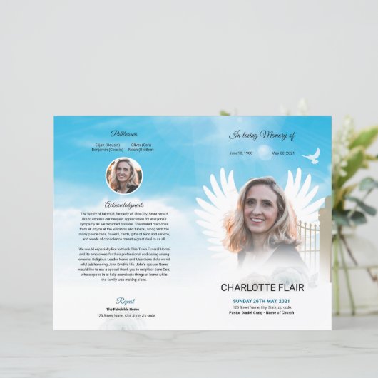 Vorlage für das himmlische Beerdigungsprogramm (Stehend Vorderseite)