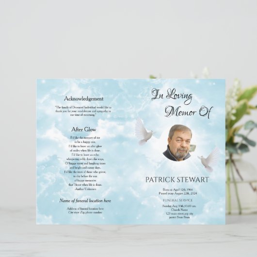 Vorlage für das himmlische Beerdigungsprogramm (Stehend Vorderseite)