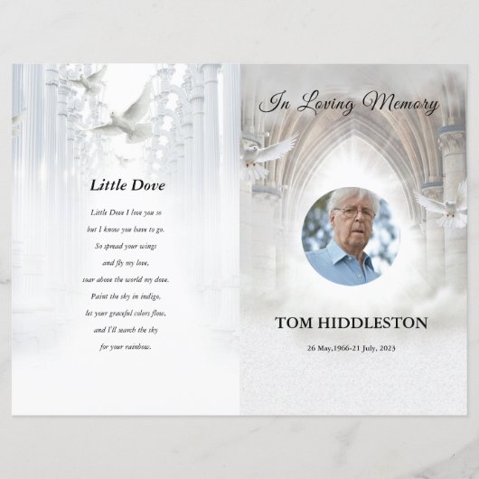 Vorlage für das himmlische Beerdigungsprogramm (Vorderseite)