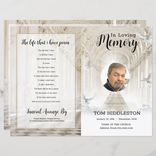 Vorlage für das himmlische Beerdigungsprogramm (Vorne/Hinten)