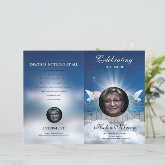 Vorlage für das himmlische Beerdigungsprogramm (Stehend Vorderseite)