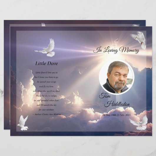 Vorlage für das himmlische Beerdigungsprogramm (Vorne/Hinten)