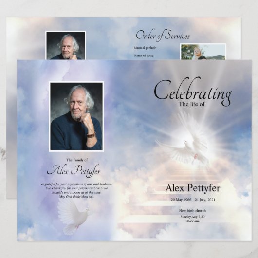 Vorlage für das himmlische Beerdigungsprogramm (Vorne/Hinten)