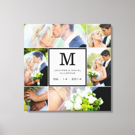 Vorlage für das Hochzeitfoto mit Monogramm Leinwanddruck (Vorderseite)