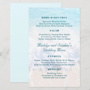 Vorlage für das Hochzeitmenü am Ocean Beach