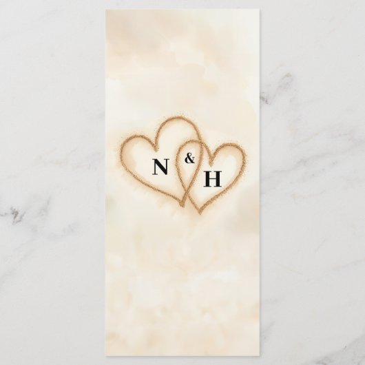 Vorlage für das Hochzeitmenü am Strand mit Wasserf (Rückseite)