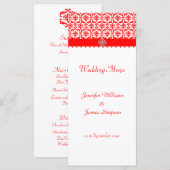 Vorlage für das Hochzeitmenü rot und weiß (Vorne/Hinten)