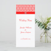 Vorlage für das Hochzeitmenü rot und weiß (Stehend Vorderseite)