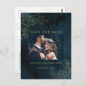 Vorlage für das Hochzeitsgeschenk für Navy Gold Postkarte (Vorne/Hinten)