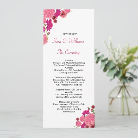 Vorlage für das Hochzeitsprogramm (Stehend Vorderseite)