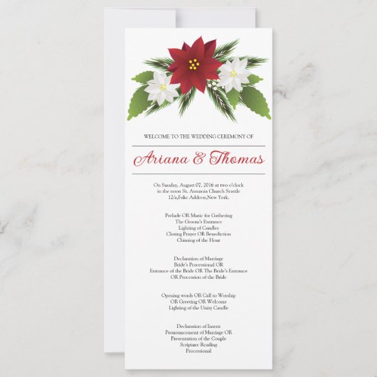 Vorlage für das Hochzeitsprogramm (Vorderseite)