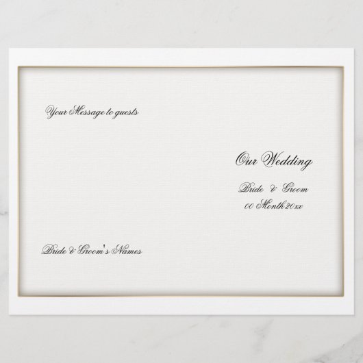 Vorlage für das Hochzeitsprogramm (Rückseite)