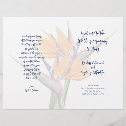 Vorlage für das Hochzeitsprogramm des Paradieses (Vorderseite)