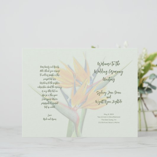 Vorlage für das Hochzeitsprogramm des Paradieses (Stehend Vorderseite)