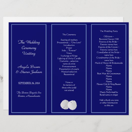 Vorlage für das Hochzeitsprogramm für die Sandmari (Vorne/Hinten)