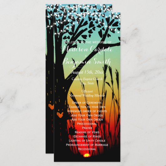 Vorlage für das Hochzeitsprogramm für rustikale Ba (Vorne/Hinten)