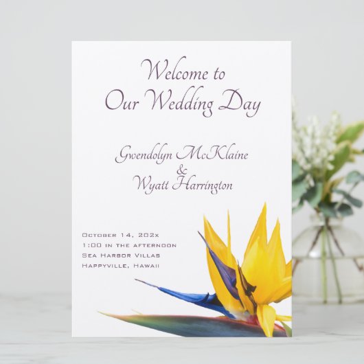 Vorlage für das Hochzeitsprogramm im Paradies (Stehend Vorderseite)