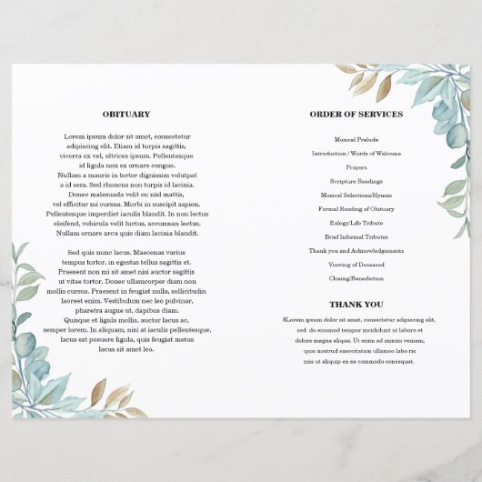 Vorlage für das Leaf-Beerdigungsprogramm (Rückseite)