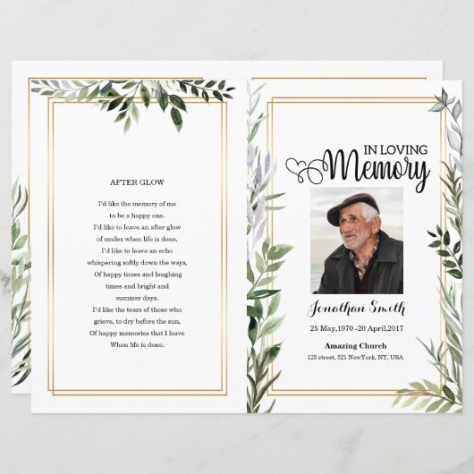 Vorlage für das Leaf-Beerdigungsprogramm (Vorne/Hinten)