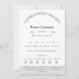 Vorlage für das Lebensmitteletikett der Hütte