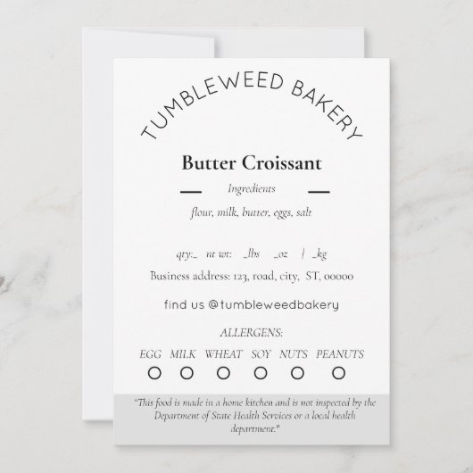 Vorlage für das Lebensmitteletikett der Hütte (Vorderseite)