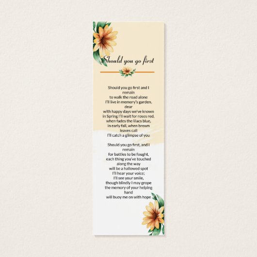 Vorlage für das Lesezeichen der Beerdigung (Rückseite)