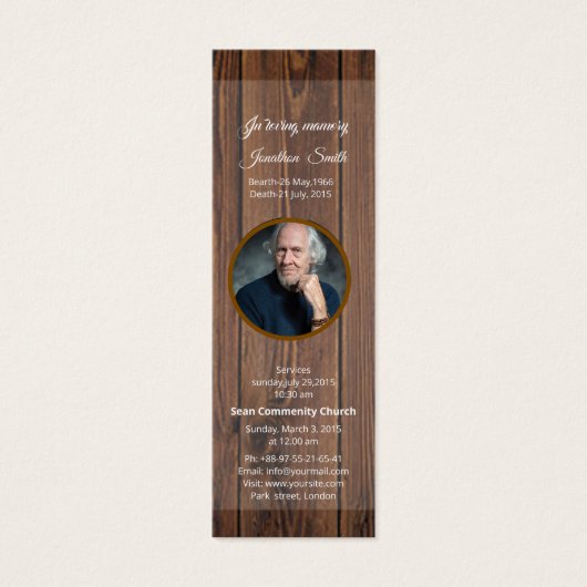 Vorlage für das Lesezeichen der Beerdigung (Vorderseite)