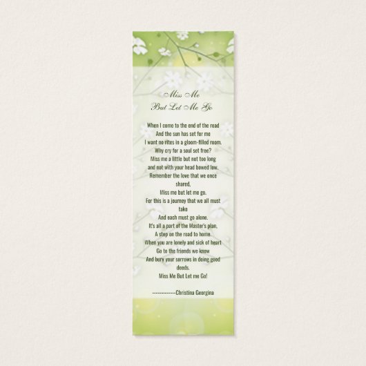 Vorlage für das Lesezeichen der Beerdigung (Rückseite)