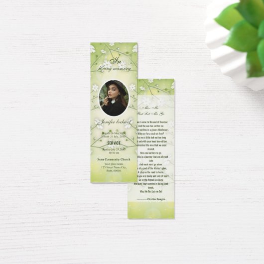 Vorlage für das Lesezeichen der Beerdigung (Schreibtisch)