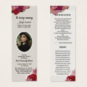 Vorlage für das Lesezeichen der Beerdigung (Vorne & Hinten)