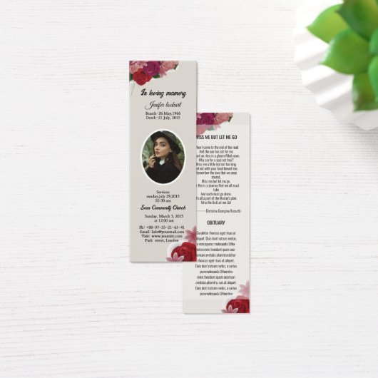 Vorlage für das Lesezeichen der Beerdigung (Schreibtisch)