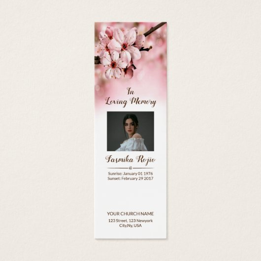 Vorlage für das Lesezeichen der Blumenbeerdigung (Vorderseite)