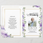 Vorlage für das lila Beerdigungsprogramm (Vorne/Hinten)