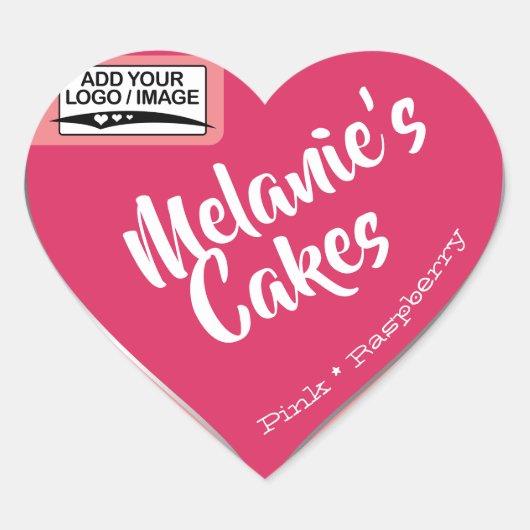 Vorlage für das Logo "Bright Pink Raspberry Cake P Herz-Aufkleber (Vorderseite)