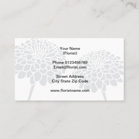 Vorlage für das Logo der Floristiker Blume Visitenkarte (Rückseite)
