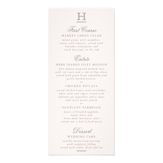 Vorlage für das Menü "Chic Blush Pink & Gray Weddi (Vorne)