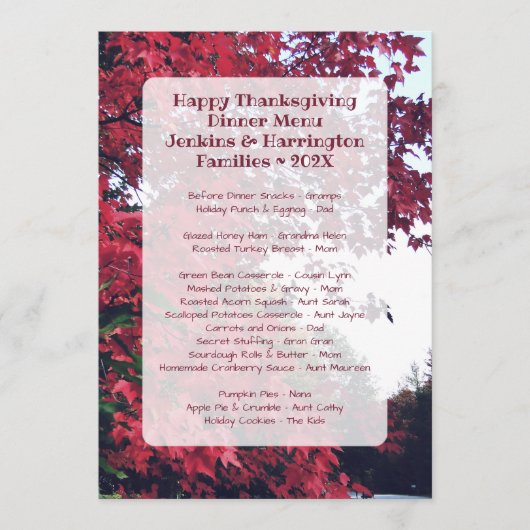 Vorlage für das Menü "Family Fun" beim Erntedank (Vorderseite)